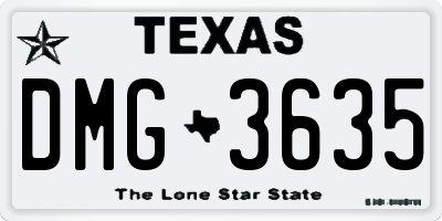 TX license plate DMG3635