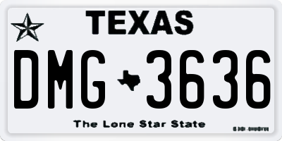 TX license plate DMG3636