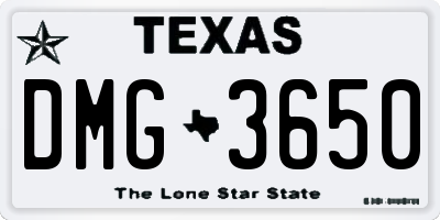 TX license plate DMG3650