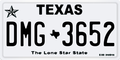 TX license plate DMG3652