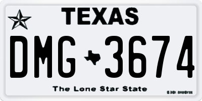 TX license plate DMG3674