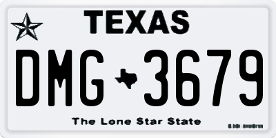 TX license plate DMG3679