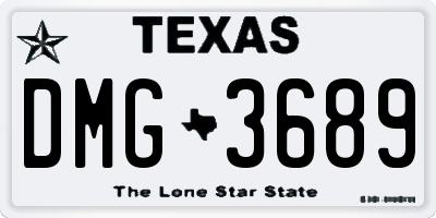 TX license plate DMG3689