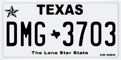 TX license plate DMG3703