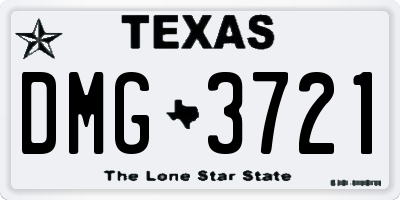 TX license plate DMG3721