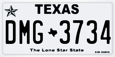TX license plate DMG3734