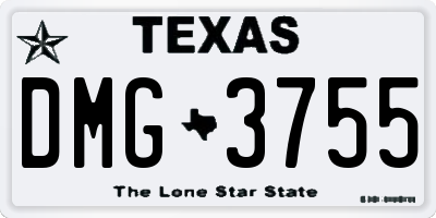 TX license plate DMG3755