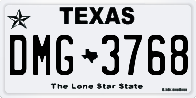 TX license plate DMG3768
