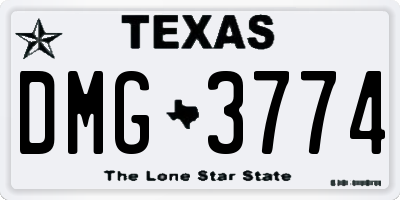 TX license plate DMG3774