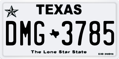 TX license plate DMG3785