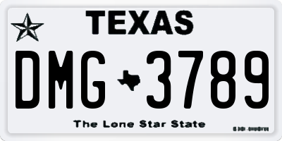 TX license plate DMG3789