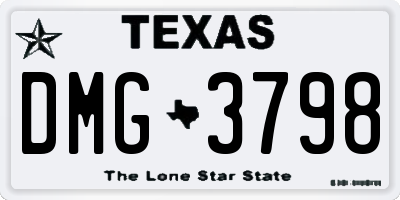 TX license plate DMG3798