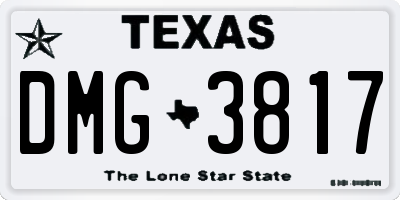 TX license plate DMG3817
