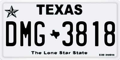 TX license plate DMG3818