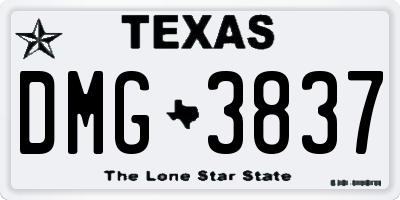 TX license plate DMG3837
