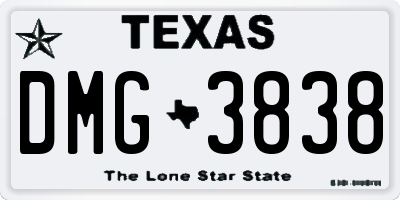 TX license plate DMG3838