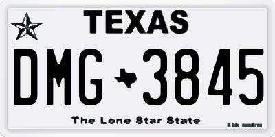 TX license plate DMG3845