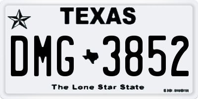 TX license plate DMG3852