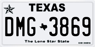 TX license plate DMG3869