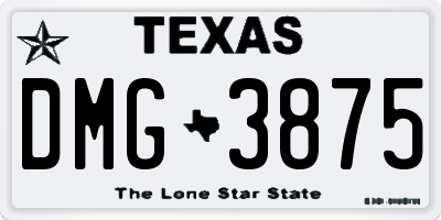 TX license plate DMG3875