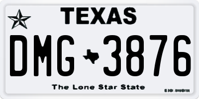TX license plate DMG3876
