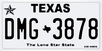 TX license plate DMG3878