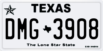 TX license plate DMG3908