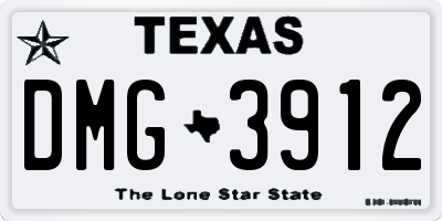 TX license plate DMG3912