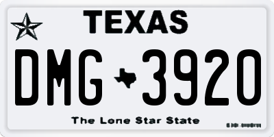 TX license plate DMG3920