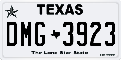 TX license plate DMG3923