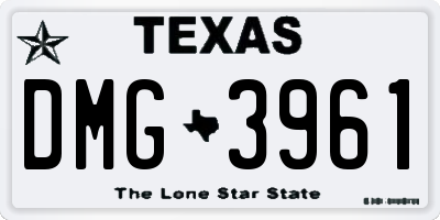 TX license plate DMG3961