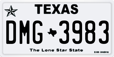 TX license plate DMG3983