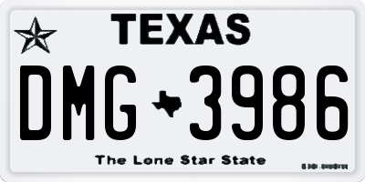 TX license plate DMG3986
