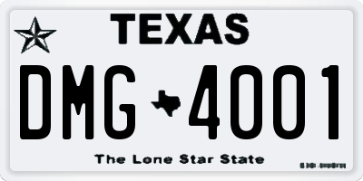 TX license plate DMG4001