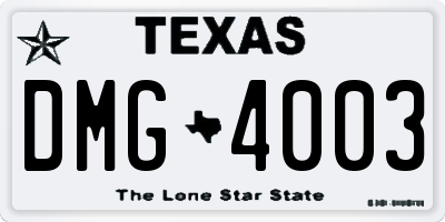 TX license plate DMG4003