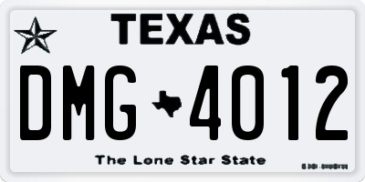 TX license plate DMG4012