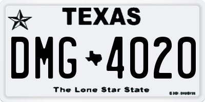 TX license plate DMG4020