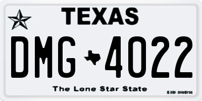 TX license plate DMG4022