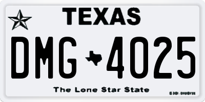 TX license plate DMG4025