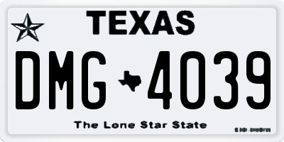 TX license plate DMG4039