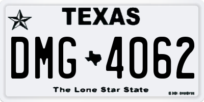 TX license plate DMG4062
