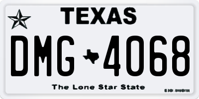 TX license plate DMG4068