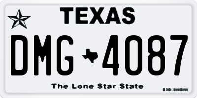 TX license plate DMG4087