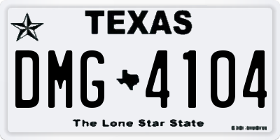 TX license plate DMG4104