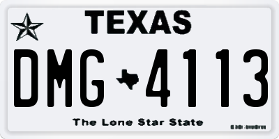 TX license plate DMG4113