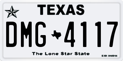 TX license plate DMG4117