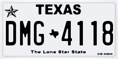 TX license plate DMG4118
