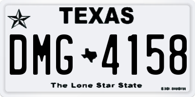 TX license plate DMG4158
