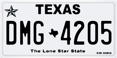 TX license plate DMG4205