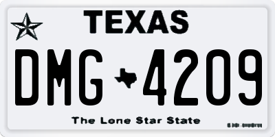 TX license plate DMG4209